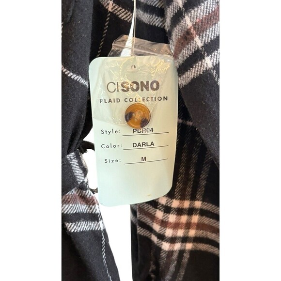 NWT Ci Sono Plaid Collection Button Down Belted Dress Tunic Size Medium - Picture 10 of 10